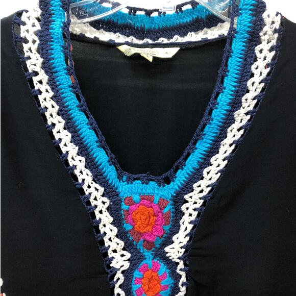 Ananda's Black Boho Crochet Geometric Shift Dress - Picture 3 of 5